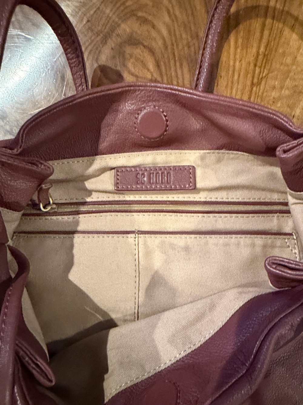 HOBO Burgundy Leather Double-Handle Shoulder Bag - Picture 9 of 13